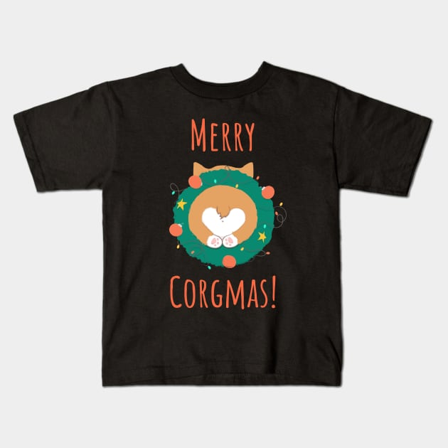 Merry Corgmas! Funny Corgi Butt Christmas Fun Kids T-Shirt by BlueTodyArt